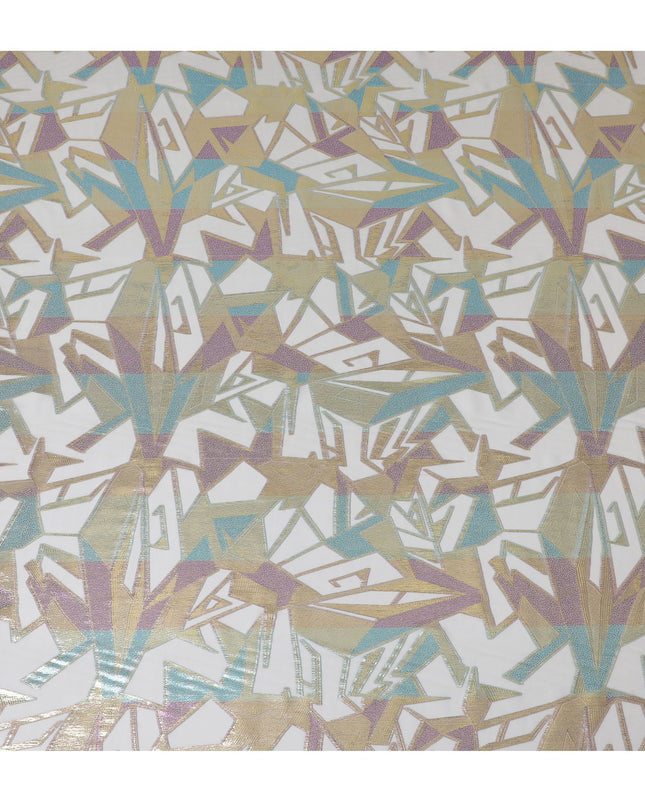 Holographic Geometric Silk Chiffon Fabric, 140cm - Futuristic South Korean Design-D17788