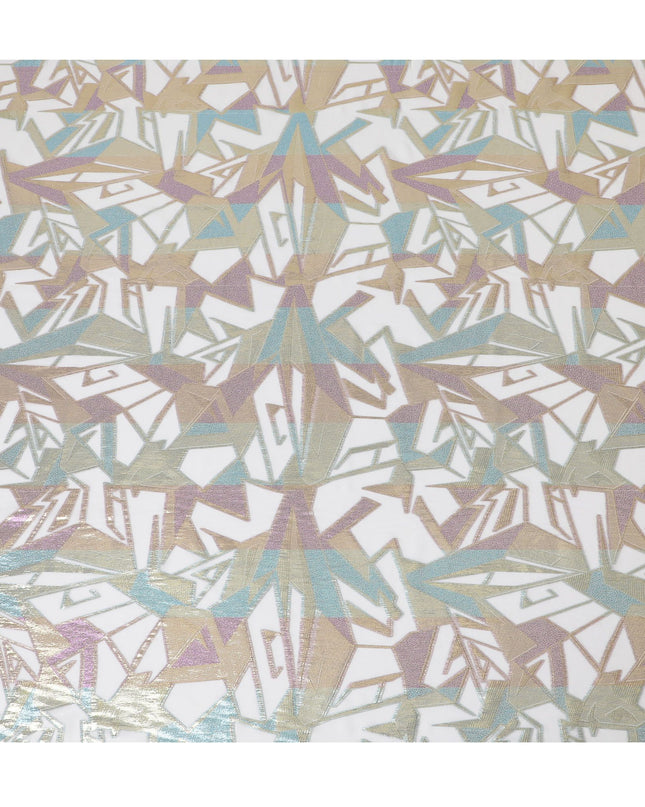 Iridescent Geometric Pattern Silk Chiffon Fabric, 140cm - Contemporary South Korean Textile Art-D17789