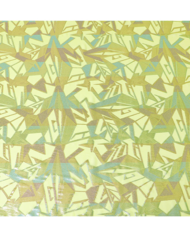 قماش شيفون حرير هندسي ليموني نيون، 140 سم - تصميم كوري جنوبي كهربائي-D17792