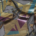 Metallic Charcoal Geometric Silk Chiffon Fabric, 140cm - Dynamic South Korean Textile-D17794