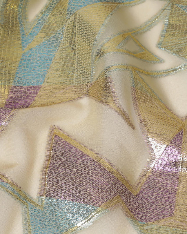 قماش شيفون حرير تجريدي من Golden Hues، 140 سم - نسيج كوري جنوبي معاصر-D17796