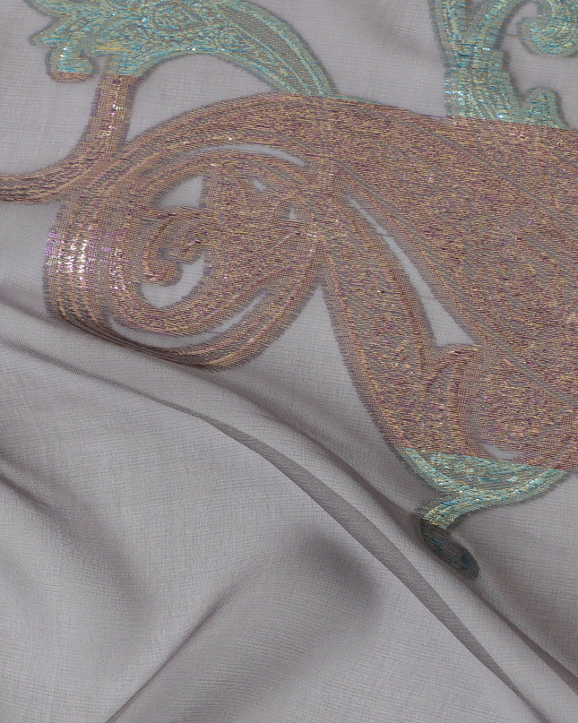 بيزلي فضي على قماش شيفون حرير أسود، 140 سم - حرفة المنسوجات الكورية الجنوبية الرائعة-D17798