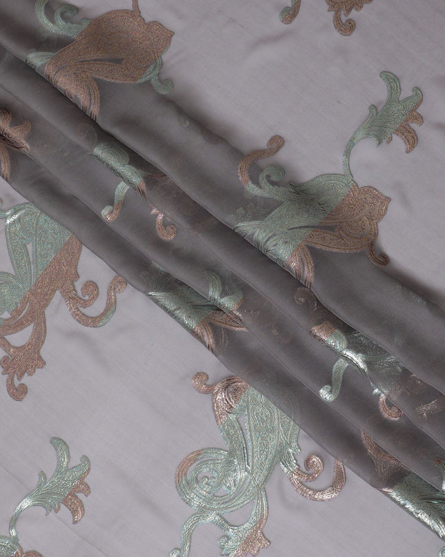 بيزلي فضي على قماش شيفون حرير أسود، 140 سم - حرفة المنسوجات الكورية الجنوبية الرائعة-D17798