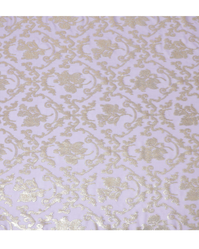 قماش شيفون حرير خالص لافندر مع تصميم لوركس ذهبي، عرض 110 سم - مصمم بشكل فاخر في كوريا الجنوبية-D17896