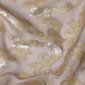 Golden Beige Pure Silk Chiffon Fabric with Metallic Gold Lurex, 110cm Width - Exclusive from South Korea-D17897