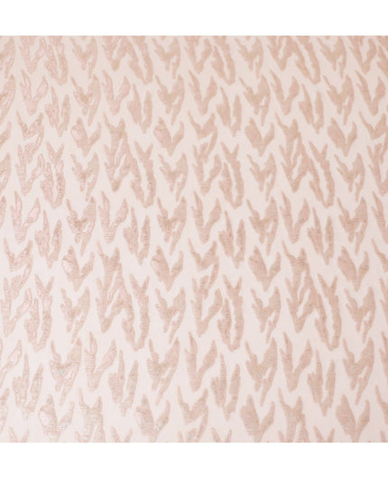 Blush Pink Pure Silk Chiffon with Rose Gold Lurex Waves, 110cm Width - Elegantly Woven in South Korea-D17901