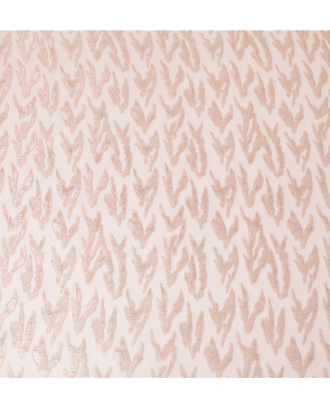 Blush Pink Pure Silk Chiffon with Rose Gold Lurex Waves, 110cm Width - Elegantly Woven in South Korea-D17901