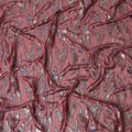 Burgundy Pure Silk Chiffon with Metallic Lurex Abstract, 110cm Width - Intricately Woven in South Korea-D17902