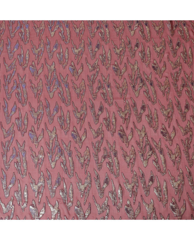 شيفون من الحرير الخالص باللون العنابي مع خلاصة اللوريكس المعدني، عرض 110 سم - منسوج بشكل معقد في كوريا الجنوبية -D17902