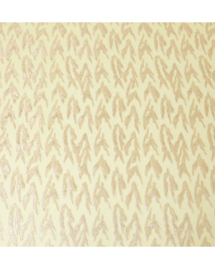 شيفون حرير خالص أصفر زبدة مع لمسات من اللوريكس المذهب، عرض 110 سم - قماش أنيق من كوريا الجنوبية-D17904