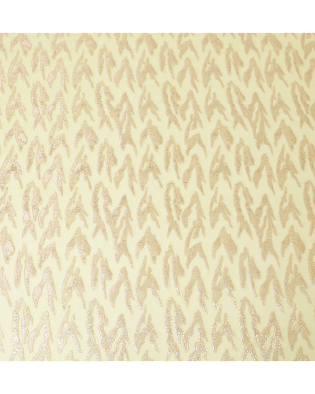 شيفون حرير خالص أصفر زبدة مع لمسات من اللوريكس المذهب، عرض 110 سم - قماش أنيق من كوريا الجنوبية-D17904