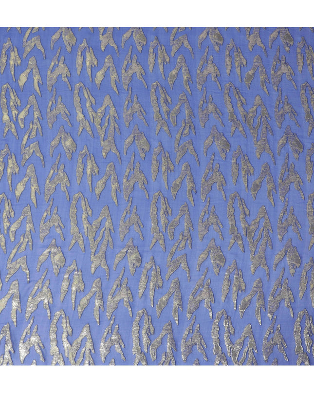 شيفون حرير خالص أزرق ملكي مع خلاصة لوركس فضي، عرض 110 سم - نسيج رائع من كوريا الجنوبية-D17905