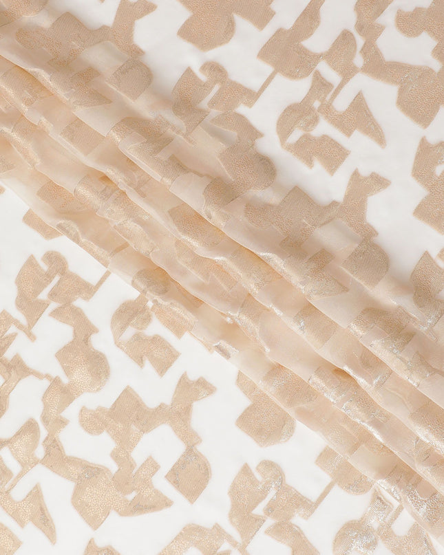 Ivory Pure Silk Chiffon with Golden Lurex Accents, 110cm Width - Premium Fabric from South Korea-D17913