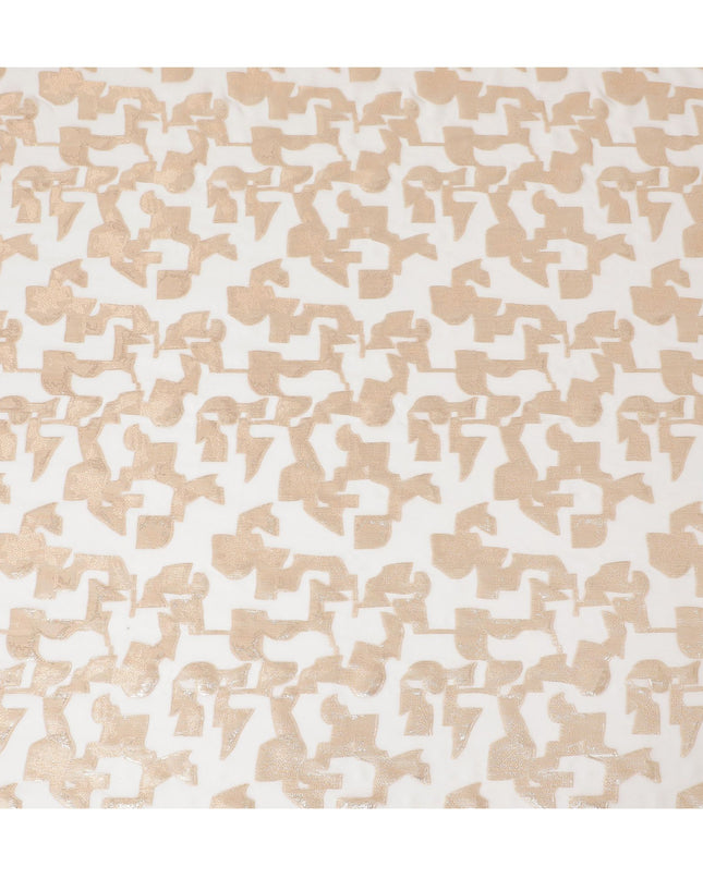 Ivory Pure Silk Chiffon with Golden Lurex Accents, 110cm Width - Premium Fabric from South Korea-D17913