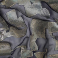 Gunmetal black Pure Silk Chiffon with Silver Lurex, 110cm Width - Refined Fabric from South Korea-D17914