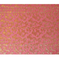 Vibrant Coral Pure Silk Chiffon with Golden Lurex, 110cm Width - Dazzling Textile from South Korea-D17915