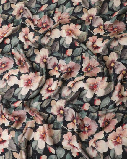 Botanical Blush Viscose Crepe Fabric - 110cm Width - Buy Online for Fashionable Garments-D18217