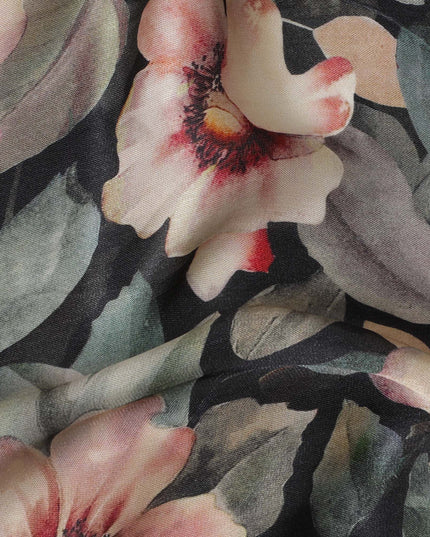 Botanical Blush Viscose Crepe Fabric - 110cm Width - Buy Online for Fashionable Garments-D18217