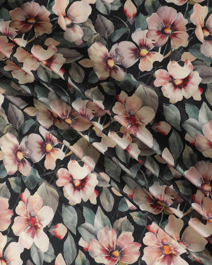 Botanical Blush Viscose Crepe Fabric - 110cm Width - Buy Online for Fashionable Garments-D18217