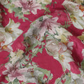 Vibrant Ruby Floral Viscose Crepe Fabric - 110cm Wide - Perfect for Bold Creations - Buy Online-D18222 Regal Fabrics