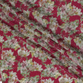 Vibrant Ruby Floral Viscose Crepe Fabric - 110cm Wide - Perfect for Bold Creations - Buy Online-D18222 Regal Fabrics