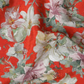 Fiesta Red Floral Viscose Crepe Fabric - 110cm Wide - Vibrant & Versatile - Buy Online-D18224 Regal Fabrics