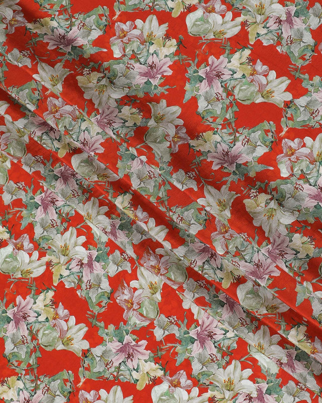 قماش كريب فيسكوز زهري من Fiesta باللون الأحمر - عرض 110 سم - نابض بالحياة ومتعدد الاستخدامات - شراء عبر الإنترنت-D18224