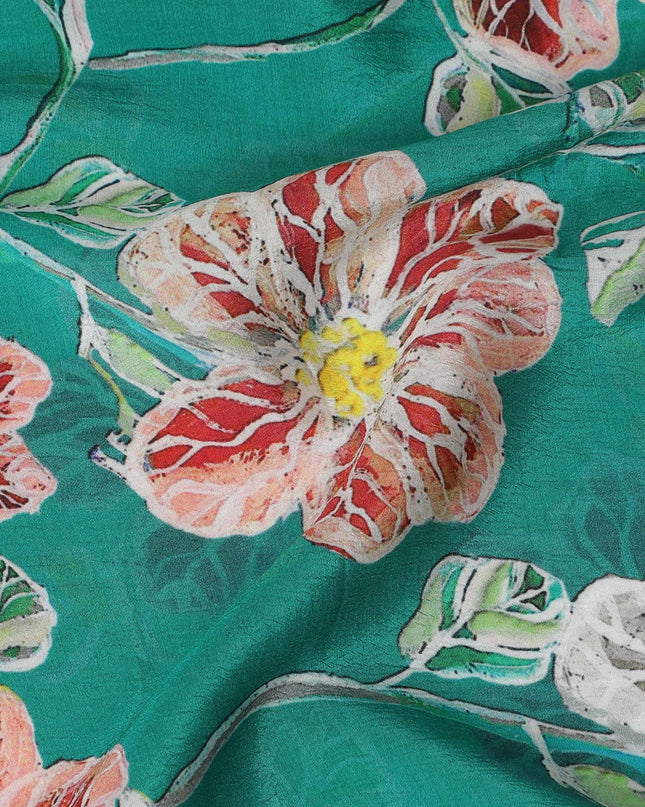 قماش كريب فسكوز Emerald Blossom - عرض 110 سم - أناقة الأزهار الفخمة - شراء عبر الإنترنت-D18225