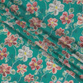 Emerald Blossom Viscose Crepe Fabric - 110cm Wide - Lush Floral Elegance - Buy Online-D18225