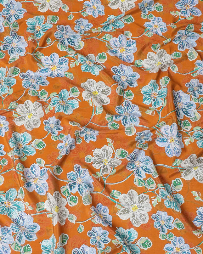 Autumn Spice Floral Viscose Crepe Fabric - 110cm Wide - Warm Tones for Cozy Fashion - Buy Online-D18226
