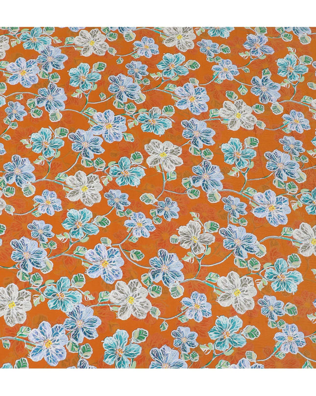 Autumn Spice Floral Viscose Crepe Fabric - 110cm Wide - Warm Tones for Cozy Fashion - Buy Online-D18226
