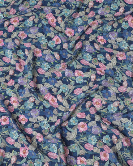 Midnight Garden Viscose Crepe Fabric - 110cm Wide - Enchanting Florals for Evening Wear - Buy Online-D18228 Regal Fabrics