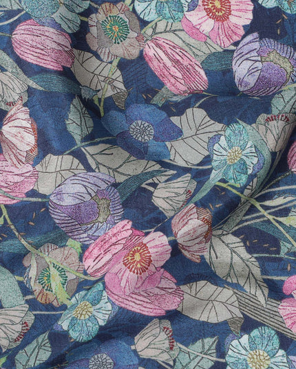 Midnight Garden Viscose Crepe Fabric - 110cm Wide - Enchanting Florals for Evening Wear - Buy Online-D18228 Regal Fabrics