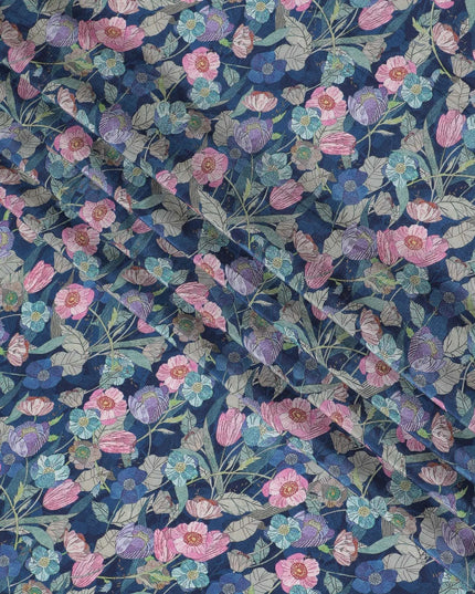 Midnight Garden Viscose Crepe Fabric - 110cm Wide - Enchanting Florals for Evening Wear - Buy Online-D18228 Regal Fabrics