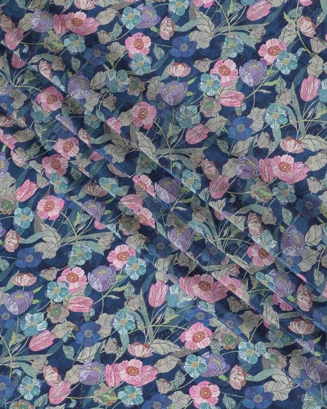Midnight Garden Viscose Crepe Fabric - 110cm Wide - Enchanting Florals for Evening Wear - Buy Online-D18228 Regal Fabrics