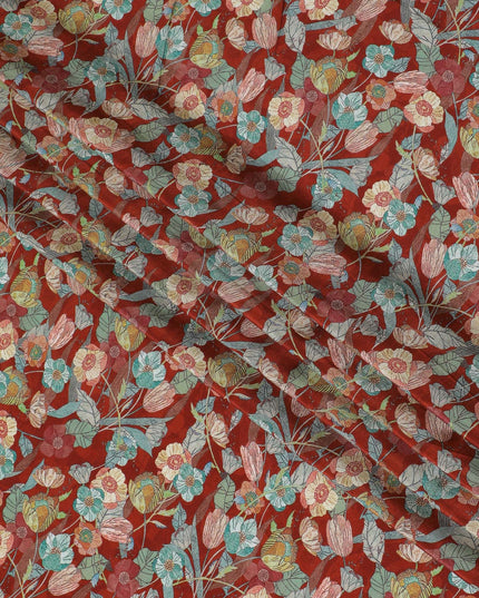 قماش كريب فيسكوز ساحر ريفي - عرض 110 سم - أناقة الأزهار للملابس الكاجوال والرسمية - شراء عبر الإنترنت-D18229