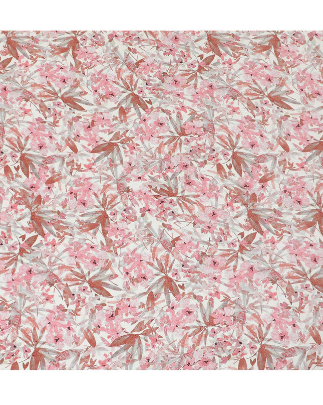 Blushing Foliage Viscose Crepe Fabric - 110cm Wide - Delicate Florals for Versatile Fashion - Buy Online-D18232