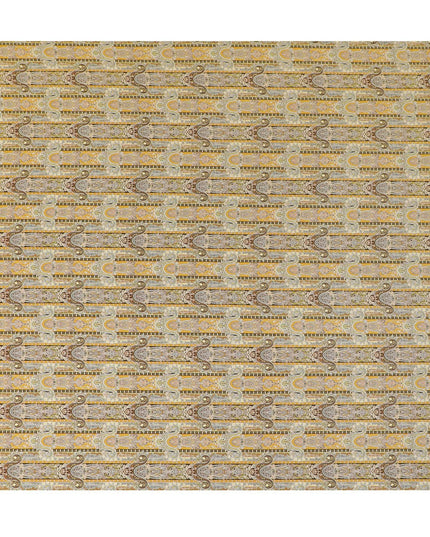 قماش كريب فيسكوز ذهبي مزخرف بيزلي - عرض 110 سم - أنماط فاخرة للزي المتميز - شراء عبر الإنترنت-D18235