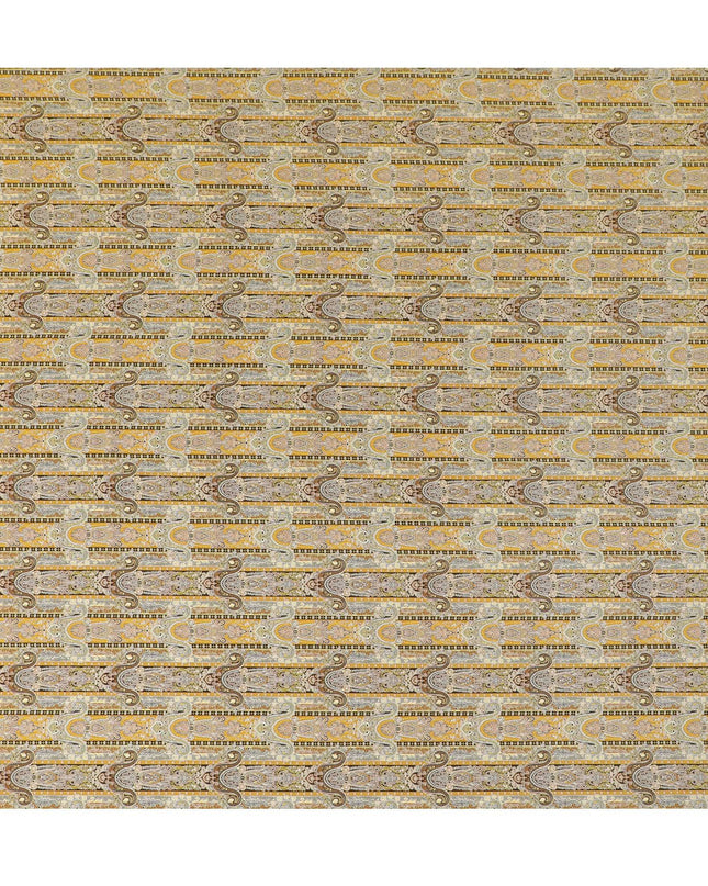 قماش كريب فيسكوز ذهبي مزخرف بيزلي - عرض 110 سم - أنماط فاخرة للزي المتميز - شراء عبر الإنترنت-D18235