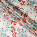 Luxurious Italian Silk Satin Fabric - Floral Print, 140cm Wide - Buy in Meters Online-D18312
