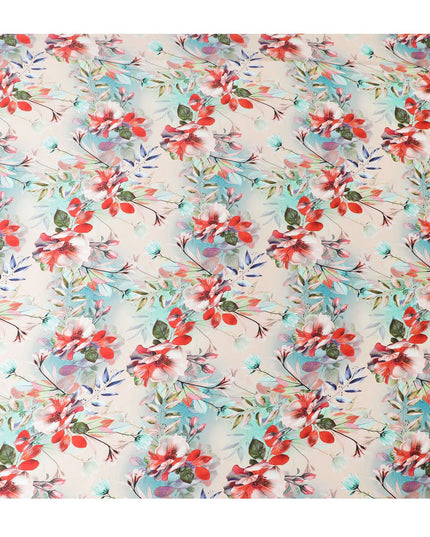 Luxurious Italian Silk Satin Fabric - Floral Print, 140cm Wide - Buy in Meters Online-D18312
