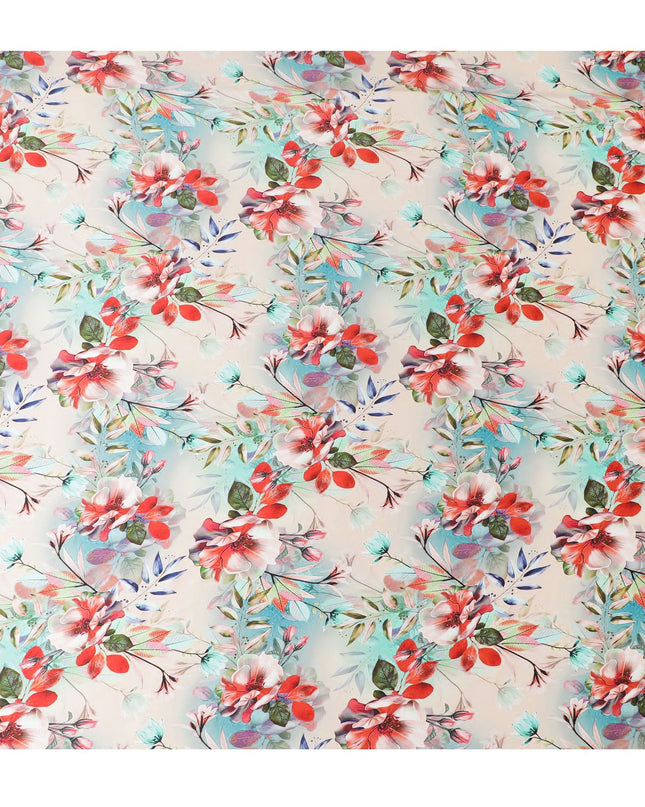 قماش ساتان حرير إيطالي فاخر - طباعة زهور، عرض 140 سم - شراء بالأمتار Online-D18312