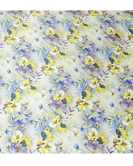 Sunlit Blossom Italian Silk Satin Fabric - Lemon Hues, 140cm Wide - Buy Exclusive Fabrics Online-D18316