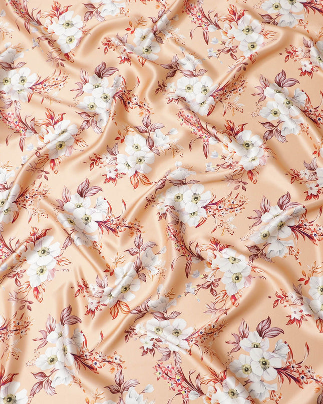 Apricot Blush Silk Satin Fabric - Italian Printed, 140cm Width - Shop Online for Luxurious Textiles-D18317
