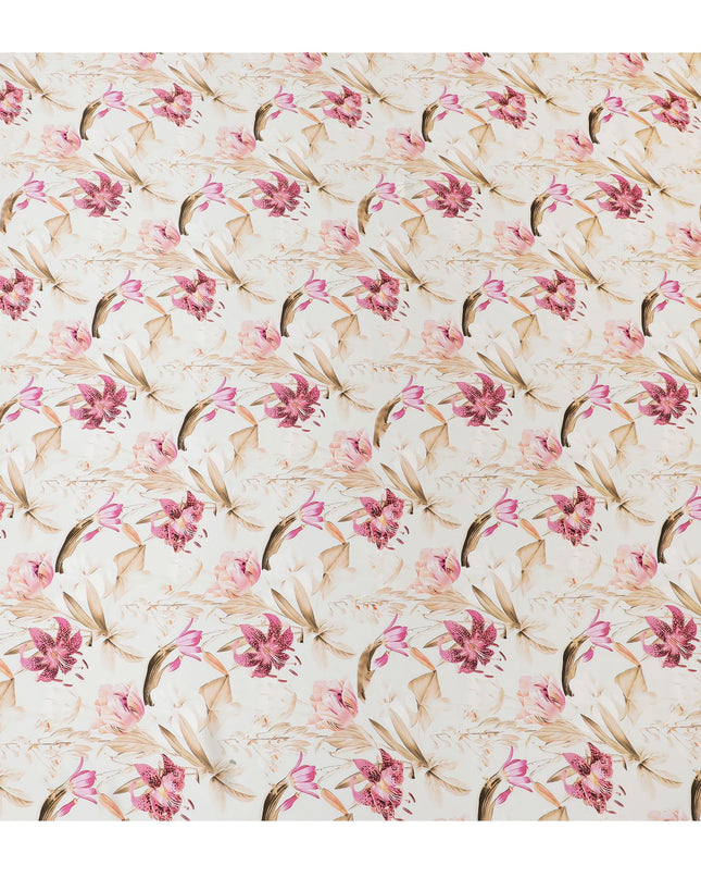 Blushing Orchid Silk Satin Fabric - Exquisite Italian Print, 140cm Wide - Shop Premium Textiles Online-D18319