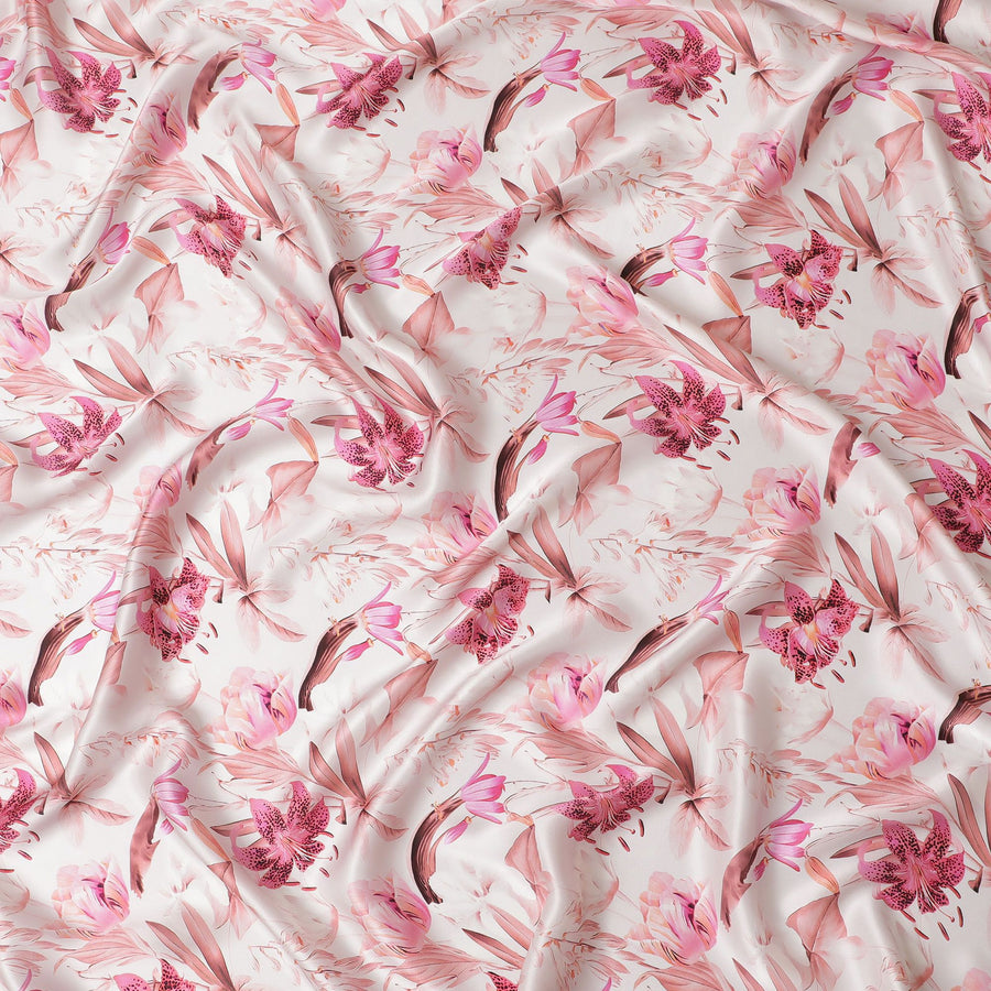 Soft Petal Pink Silk Satin Fabric - Italian Crafted, 140cm Wide - Buy Elegant Textiles Online-D18320