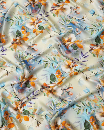 قماش ساتان حرير حصاد الخريف - طباعة إيطالية، عرض 140 سم - اشترِ منسوجات رائعة عبر الإنترنت-D18322