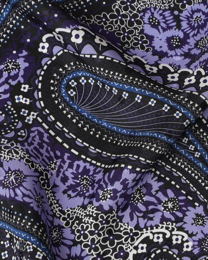 قماش ساتان حرير بيزلي من ريجال - بنفسجي فاخر مع طباعة كلاسيكية، عرض 140 سم -D18324