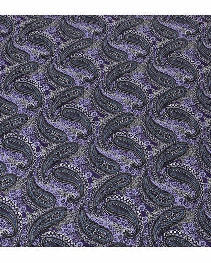 قماش ساتان حرير بيزلي من ريجال - بنفسجي فاخر مع طباعة كلاسيكية، عرض 140 سم -D18324