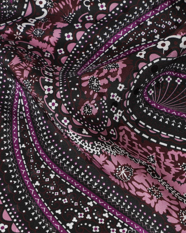 قماش ساتان حرير بيزلي من Magenta Mystique - تصميم إيطالي أنيق، عرض 140 سم -D18325